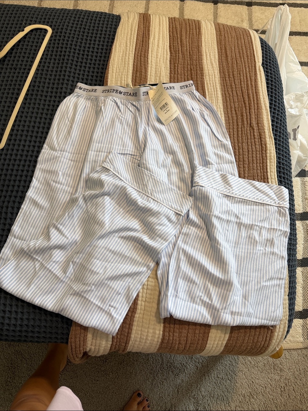 Men's Light Blue Stripe Pajama Pants